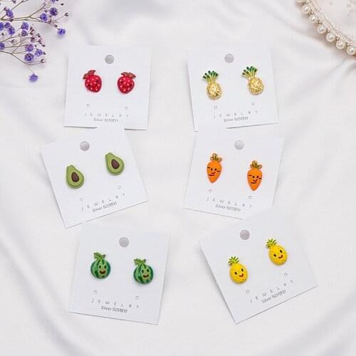 Fashion Cartoon Strawberry watermelon Shaped Earrings for Women girls Cute Fruit Stud Ear Jewelry Birthday Gifts