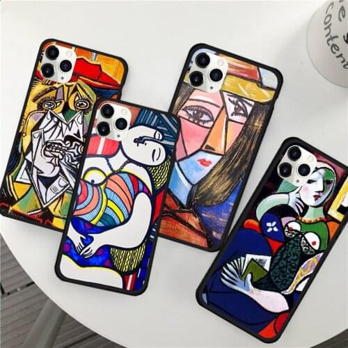 JAMULAR Picasso Abstract Art Painting TPU Soft Shell Case for iPhone 11 11Pro X XS XR Max 6 6S 7 8 Plus 9 SE2020 Back Cover