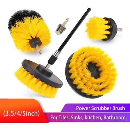 Power Drill Brush Set Attachments Scrubber Cleaning Brush Electric Drill Brush Kit with Extension for for Floor, Tile, Bathroom
