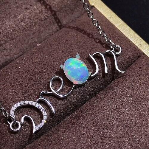 Natural Opal Necklace, Australian mining area, color changing and colorful, 925 silver