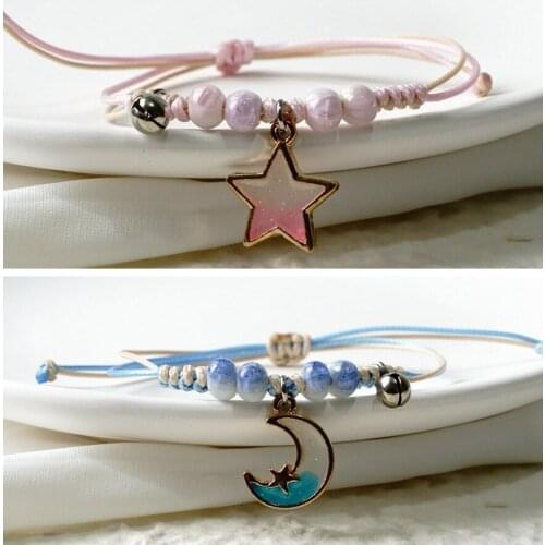 2021 New Star Moon Couple Bracelet A Pair of Student Girlfriends Two-person Ceramic All-match Bracelet Gift