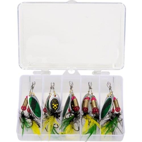 New Fishing Lures 10pcs Spinner Lures Baits With Tackle Box, Shrimp Squid Tail New Fishing Lures Kit Bionic Feather Bait