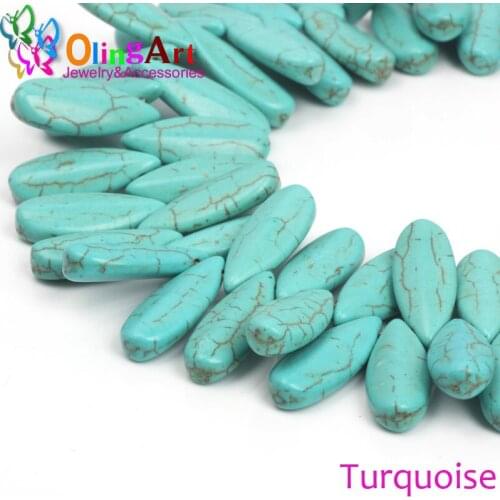 OlingArt 22mm/24pcs 25mm/20pcs Green stone beads Horse eye shape Loose Stone Jewelry for DIY Necklaces jewellery making 2019 NEW