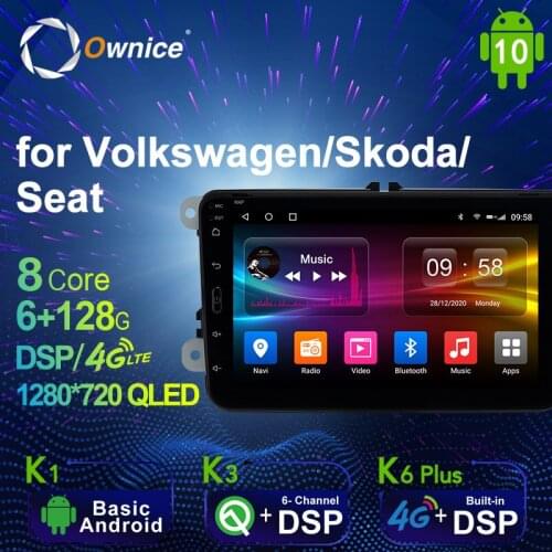 1280*720 Android 10.0 K3 K6 Plus Car Multimedia Auto Radio for VW Skoda Seat tiguan 4G LTE Audio GPS Player 8 Core 6G 128G