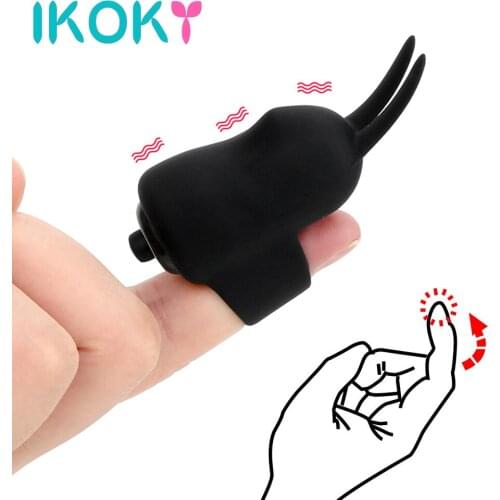 IKOKY Finger Sleeve Vibrator Rabbit Ear Tentacitation G-Spot Massage Clitoris Stimulation Sex Toys For Woman Female Masturbator