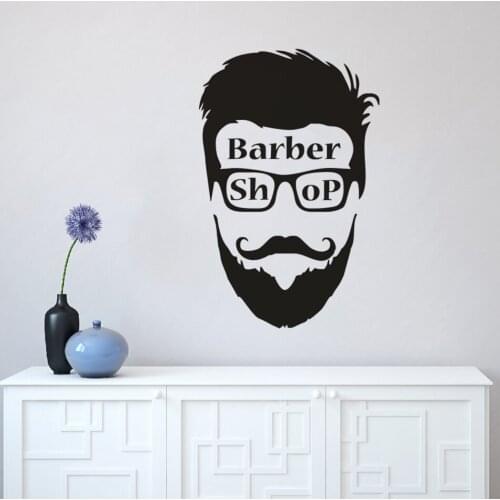 Barbershop Hairdresser Vinyl Wall Decal Moustache Man Wall Mural Hair Salon Décor Barber Design Wall Sticker Window Art AZ929