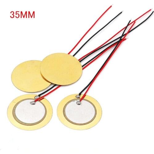10pcs/lot 35mm Piezo buzzer Sounder Sensor Trigger Drum Disc With Wire Copper Piezo buzzers For Loudspeaker DIY