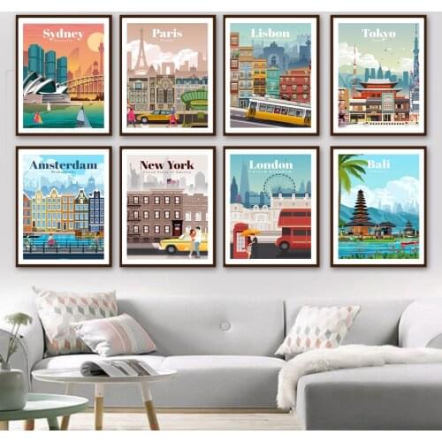 Nordic Posters And Prints Sydney Amsterdam London New York Paris Wall Art Canvas Painting Wall Pictures For Living Room Decor