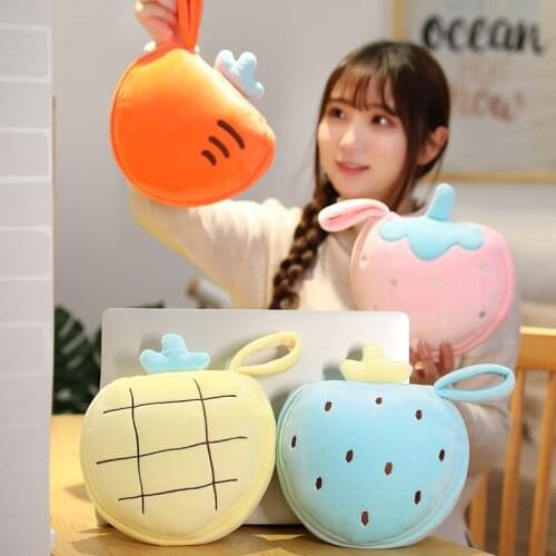 20CM Creative New Plush Fruits Pillow And Eye Mask Soft Strawberry Pineapple Cactus Travel Head Pillow For Girls Gifts