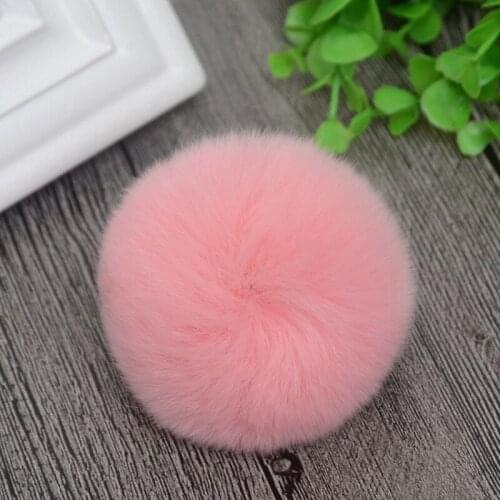 8cm Nature Genuine Rex Rabbit Fur Ball Pom Pom Fluffy DIY Winter Hat Skullies Beanies Knitted Cap Pompoms DEF001-pink