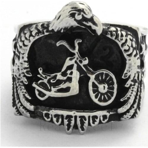 Amazing!! Best Design Hot Motorcycle Style Rings Flying Eagle Biker Ring 316L Stainless Steel Motor Engine Ring Guatantee 100