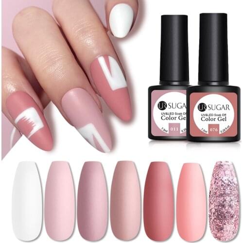 UR SUGAR Nude Pink Nail Gel Polish Soak Off UV LED Gel Varnishes Manicure DIY Nail Art Design Need Base Top Coat Nail Polish