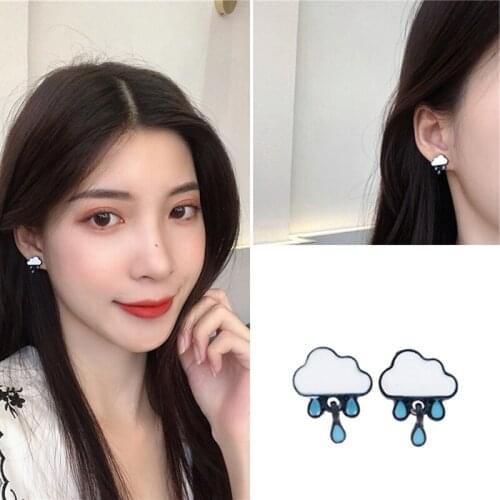 Fashion Woman Stud Earrings Simple Cartoon Stud Earrings Female White Clouds Blue Stud Earrings For Women Jewelry Wholesale