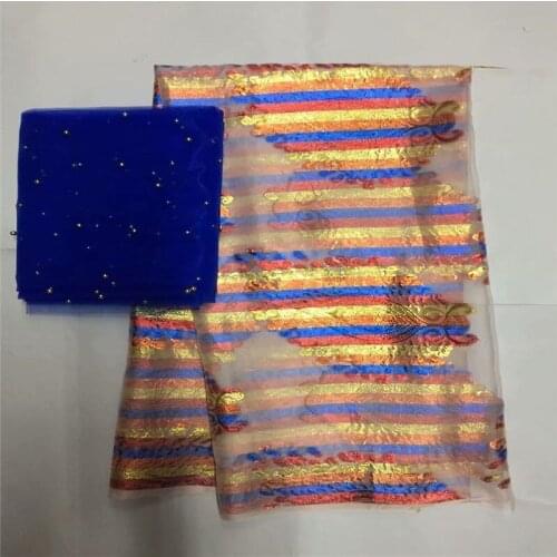 LX!High quality silk fabric for lady dress embroidered silk fabric African metallic silk fabric ! F31320