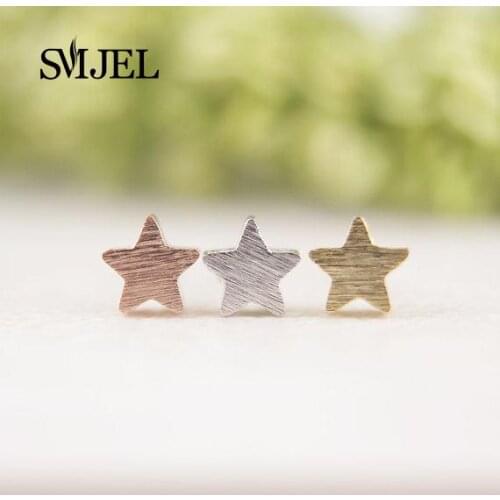 SMJEL New Fashion Minimalist Brushed Star Stud Earrings for Women Tiny Matte Star Earing Pendients Party Gifts s025