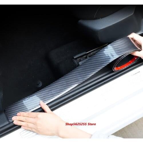 Car Styling Carbon Fiber Rubber Universal Door Sill Interior Protection Anti-stepping For All Car Auto Decoration