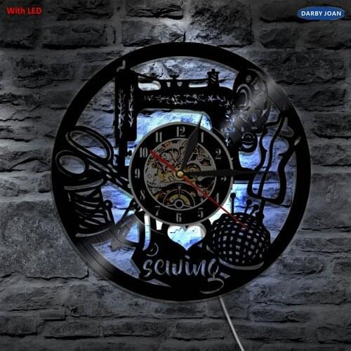 I Love Sewing Led Vinyl Clock Wall Light Backlight Color Changing Vintage Handmade Home Decor Art Lamp Remote Controller