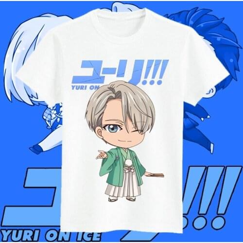 Japanese Anime YURI!!! on ICE Cosplay T Shirt Cartoon Yuri Katsuki Victor Nikiforov Printed Summer T-Shirt Casual Top Tee