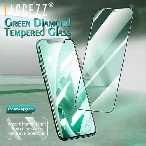 !ACCEZZ Tempered Glass For iPhone 12 Pro Max Mini Screen Protector Curved Edge Green Eye Protection Anti-fingerprint Glass Films