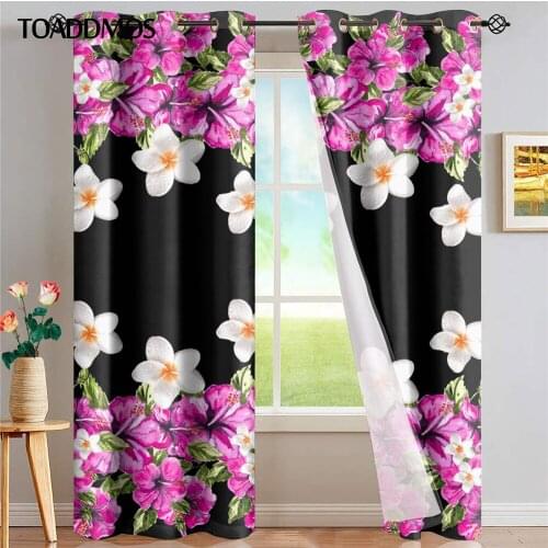 TOADDMOS Blackout Curtains Polynesian Traditional Tribal Plumeria Flower Print Thermal Insulated Grommet Drapes Bedroom Decor