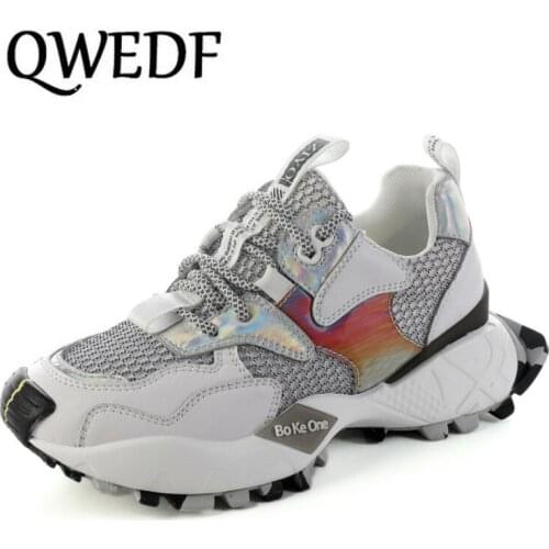 Womens Chunky Sneakers Fashion Women Platform Shoes Lace Up Vulcanize Shoes Womens Female Trainers Shoes Femme Krasovki X8-27