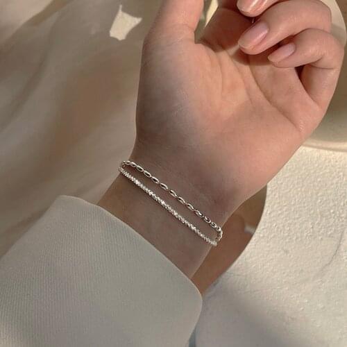 925 Sterling Silver Double Layer Adjustable Chain Charm Bracelet &Bangle Link Chain For Women Wedding Party Jewelry SL381