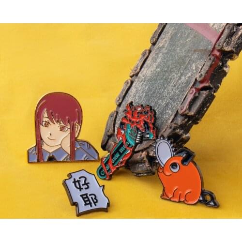 Chainsaw Man Cosplay Anime Badges Denji Makima Aki Hayakawa Power Pins Kawaii Metal Brooches Collections