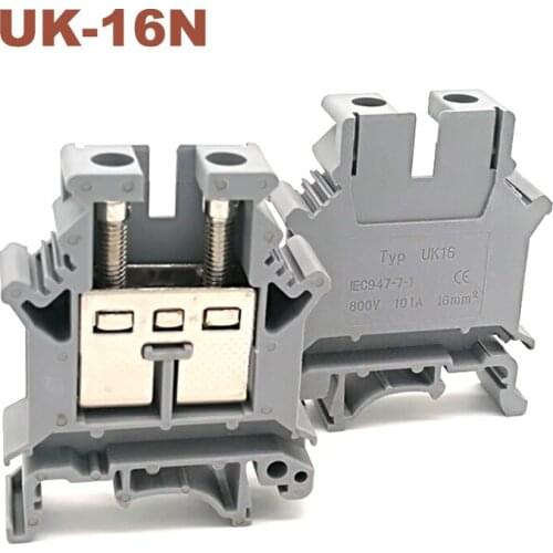 1/3pcs Din Rail Mount Screw Terminal Blocks Bornier UK-16N wire cable electric terminals block connectors brass morsettiera 101A