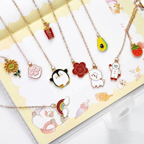 1PC Cartoon Rainbow Fruit Animal Style Metal Bookmark With Decorative Pendant Cat Claw Book Clip Gift Reading Stationery Supply