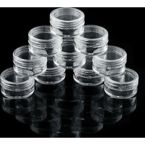 10/20/30pcs 5ML Clear Plastic Jewelry Bead Storage Box Small Round Container Jars Make Up Organizer Boxes