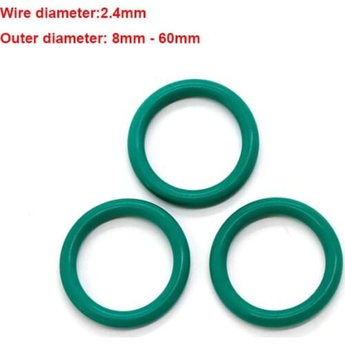 10pcs CS 2.4mm OD 8mm~60mm Green FKM Fluorine Rubber O Ring Sealing Gasket Insulation Oil High Temperature Resistance