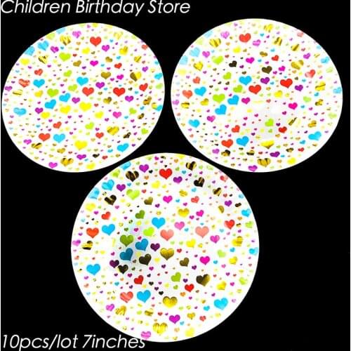 10pcs/lot Star Heart disposable plates gold foil star heart theme birthday party decorations stars theme party supplies