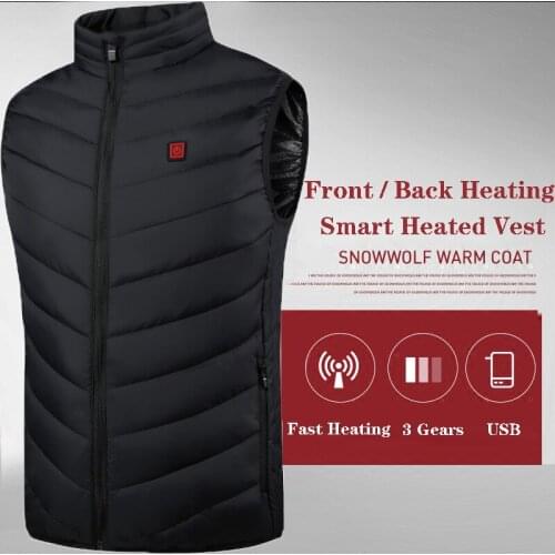 2020 Front Back Heating USB Electric Heated Vest Hiking Jacket Hot Heated Vest Winter Waistcoat Super Warm Outdoor Coat Camping
