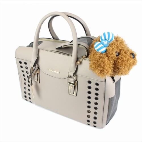 2021 Luxury Pet Dog Portable Leather Fashion Handbag Breathable Pet Carrying Box Dog Travel Bag Airline Approved Backpack