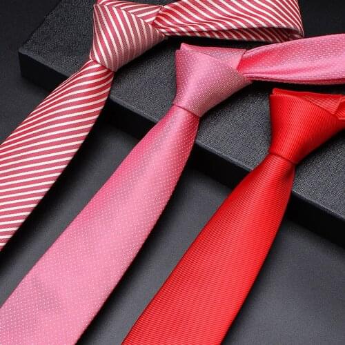 2021 New Fashion Groom Wedding Necktie High Quality 7CM Red Tie For Men Business Formal Cravate With Gift Box