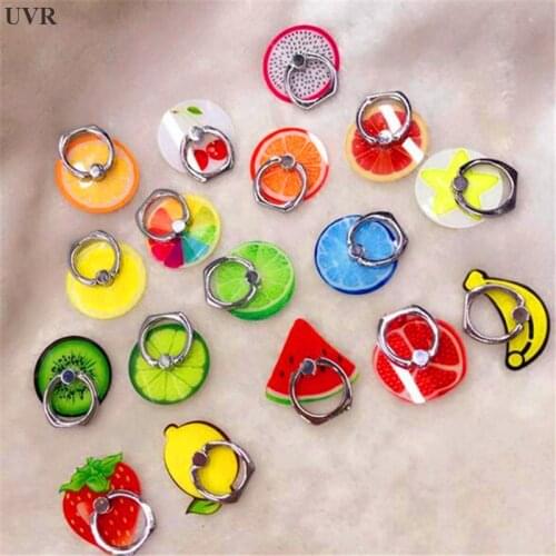 360 Degree Fruits Finger Ring Smartphone Stand Holder Mobile Phone Holder Stand For iPhone Acrylic All Smart Phone