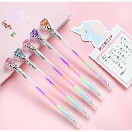 40PCS Seven Color Gel Pen Seven Color Diamond Creative Pen Student Ball Pen Office Stationery Kawaii School Supplies