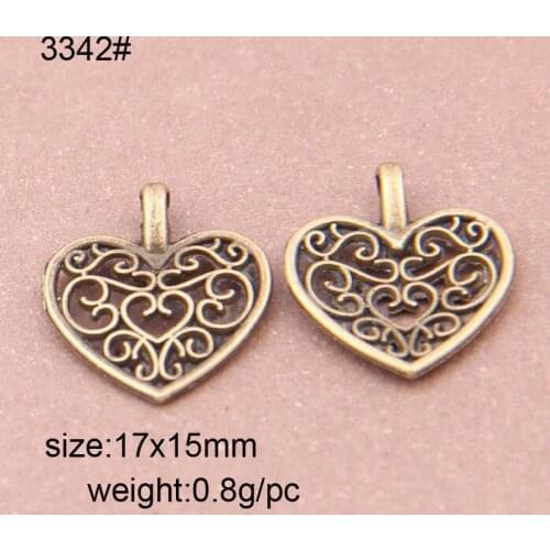50Pcs 15*17mm Antique Bronze Tone Heart Charms DIY Jewelry Making