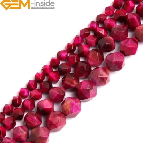 6-12mm Faceted Beads Of Cambay Rose Red Tiger Eyes Beads For Jewelry Making Necklace 15inches DIY Bracelet Necklace