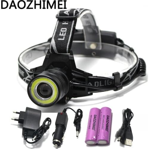 8000LM XML-T6+COB LED Headlamp 4-Mode Headlight Zoom Adjustable Flashlight Hunting Camping Head Torch by 18650 Battery