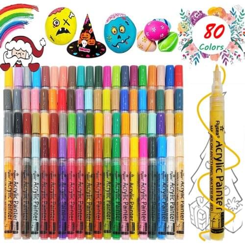 Acrylic Paint Markers Set Cheap Art Marker Pens Fineliner 0.7mm Permanent Stone Rocks Glass Drawing Canva Fabric Wood DIY Crafts