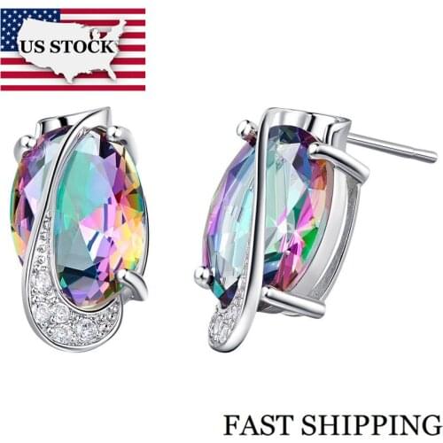 US STOCK Earrings Accessories Stud Earrings Weddings Earrings Blue/Red/Purple/Green/Multicolour Rhinestones Uloveido R750