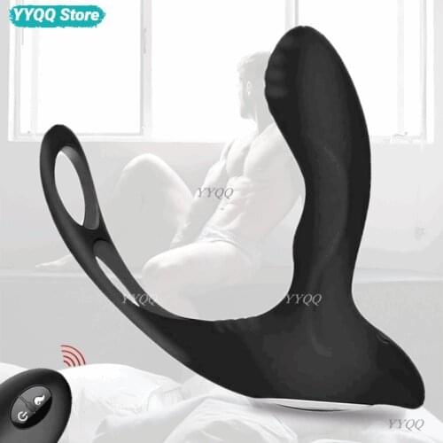Wireless Remote Control Vibrator Sex Toy Male Prostate Massager Double Ring Lock Anus G-Spot Stimulation Vibration Adult Product