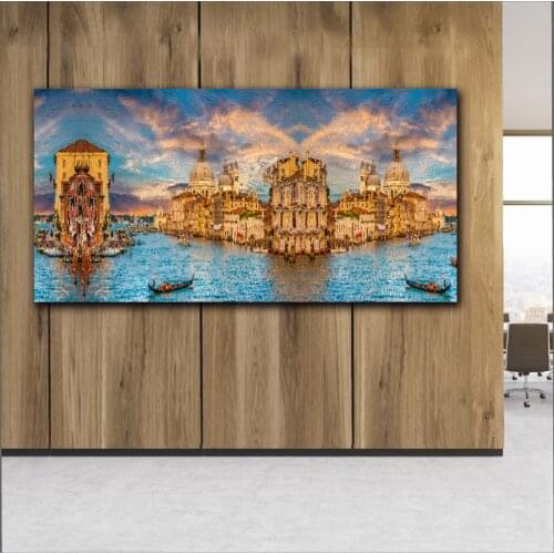 Large size Printing Oil Painting Abstract Dream City venice italy Wall art canvas prints pictures for living room and bedroom
