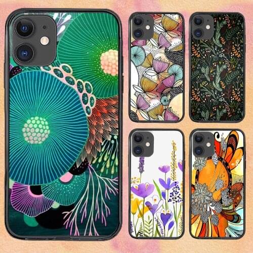Art plant Abstract Floral Phone Case For iphone 12 11 6 Mini Pro XS Max X XR 7 8 Plus Soft TPU Cover 12Pro 11Pro 12Mini