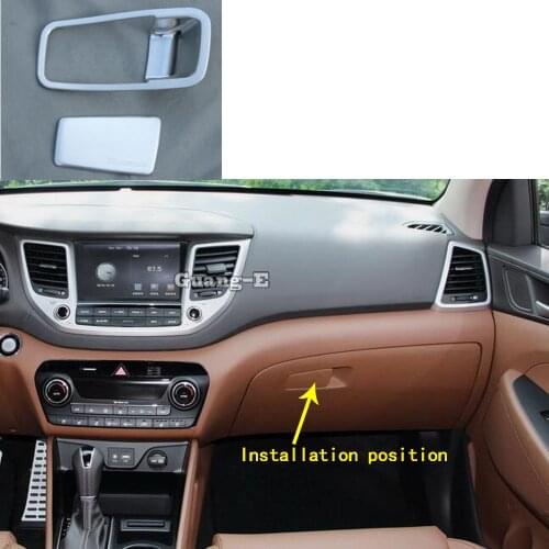 For Hyundai Tucson 2015 2016 2017 2018 Car Stick Styling Cover Co-Pilot Storage Box Bins Switch Trim Frame Lamp Parts 2pcs