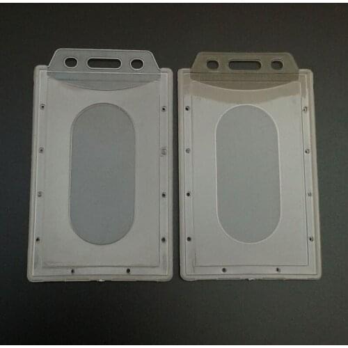 Double Side Transparent Plastic Hard ID Access Card Pass Cover Credit Card Case Badge Holder Office Supplies