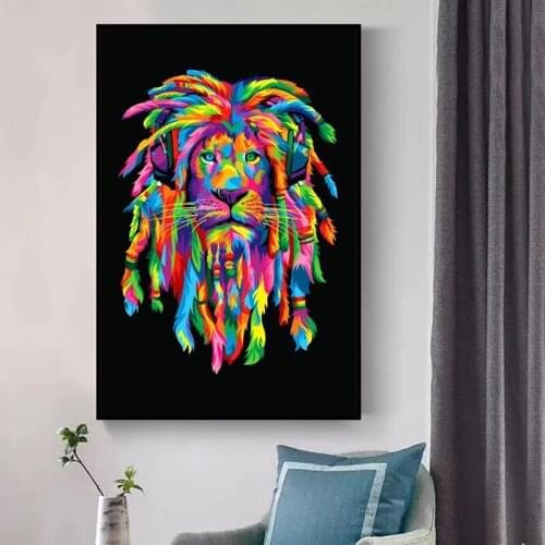 Water color Lion Art Posters And Prints Abstract Animals Canvas Art Wall Paintings Cool Lion Hair Pictures for Living Room Decor