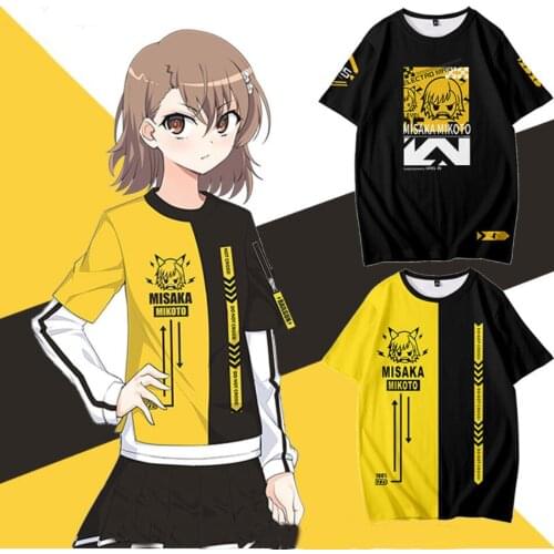 Anime Toaru Majutsu no Index Misaka Mikoto cosplay t-shirt Men women t shirt short-sleeve tops