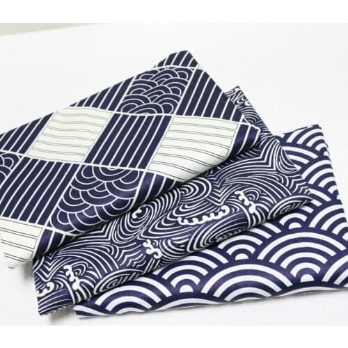 Geometric Wave Printed Cotton Twill Fabric By Meters Soft Skin-Friendly Breathable Pure Cotton Twill Fabric Mater for DIY Sewing